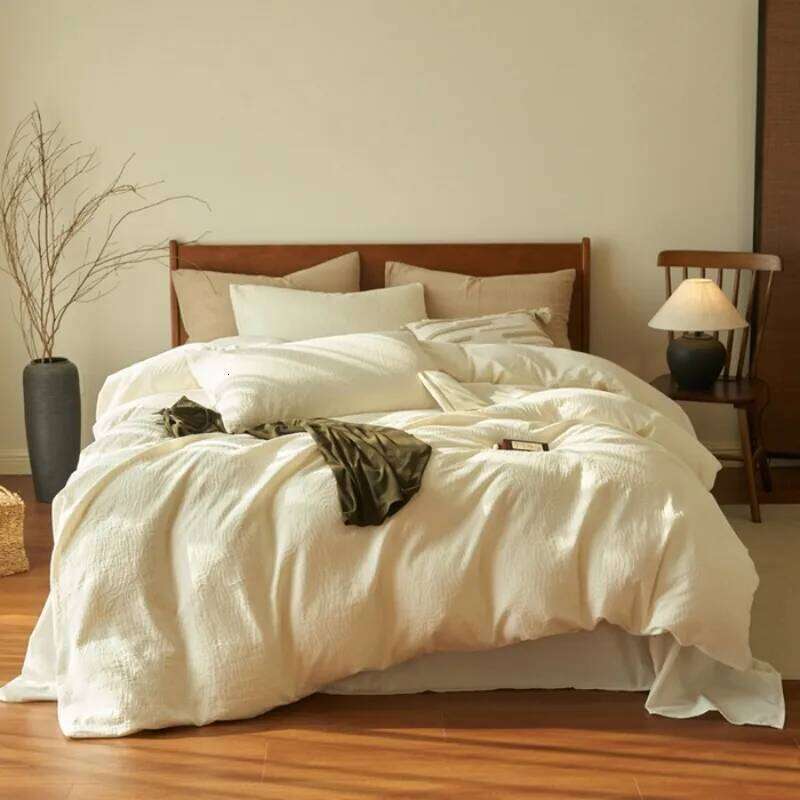 Pure three-layer yarn four-piece set 100 cotton bedding simple quilt cover sheet three-piece bed hat H260312 - view 3