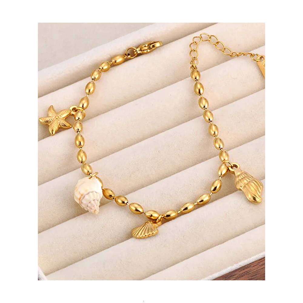 Lokaer Trendy Shell Starfish Pearl Charm Bracelets for Women 18K Gold Plated Stainless Steel Daily Jewelry Waterproof B24114 Z260313