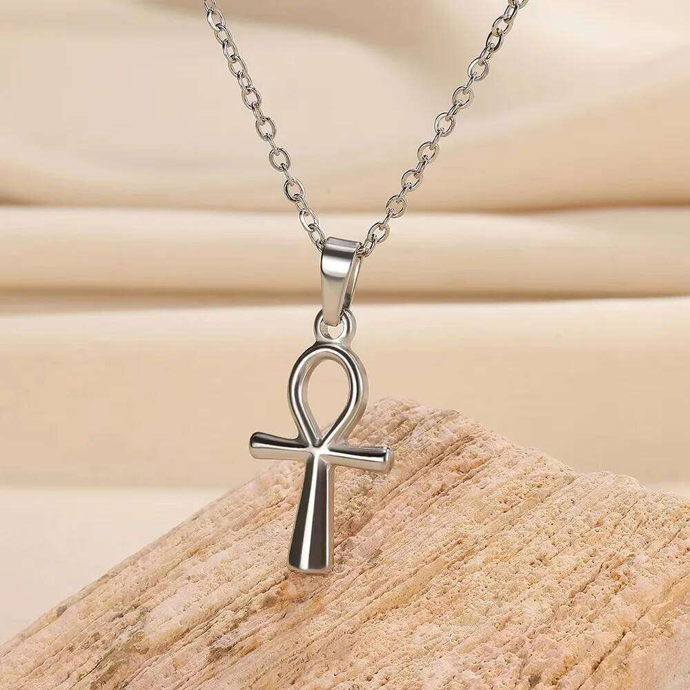 Stainless Steel Pendant Necklace For Women Men Gold Color Ancient Egypt Ankh Cross Charm Choker Jewelry Hip Hop Gift H260312