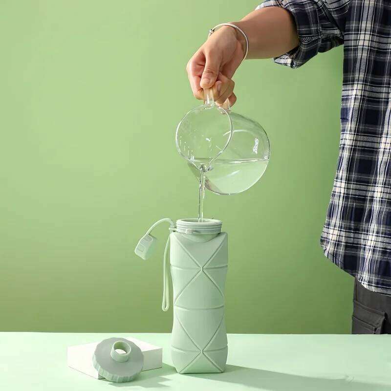 Collapsible Silicone Sports Bottles 600ml Portable Large Capacity Leakproof Bottle Outdoor Picnic Camping Water Cup Z260313