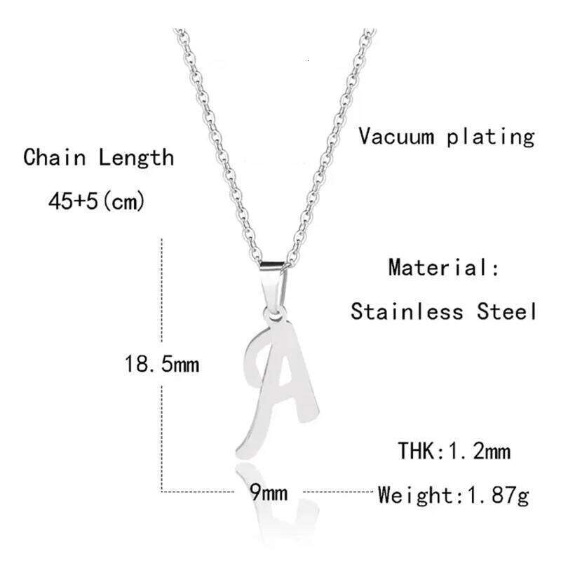 Fashion Initial Pendant Necklace for Women Simple Stainless Steel Letter Glossy Clavicle Chain Choker Necklaces Jewelry H260312