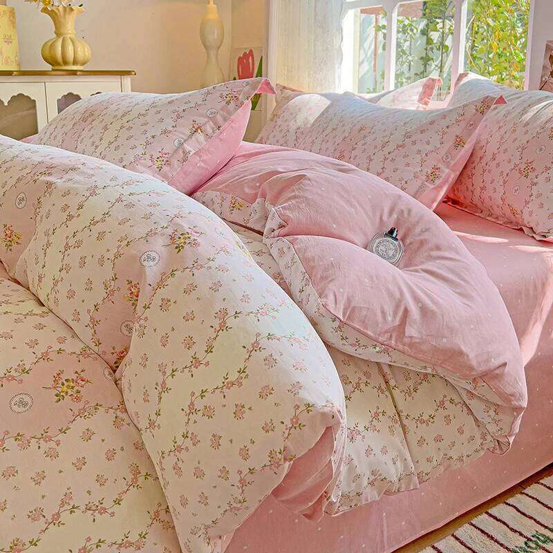Pastel Fresh Floral Super Soft 100% Cotton Bedding Set 3Pcs-1 Duvet 2 Pillowcases,Skin-friendly Comfortable,Quilt Cover H260311 H260312 - view 5