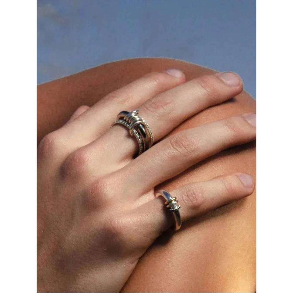 925 Sterling Silver Luxury Multiple Levels Of Interlocking Zircon Ring For Women Daily Life Fashion High Quality Fine Jewelry H260312