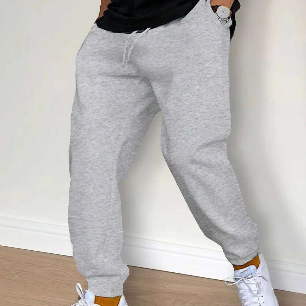 Men's Casual Autumn Winter Fleece Sweatpants Men Running Jogger Sports Gym Trousers Fashion Solid Color Workout Long Pants Z260315