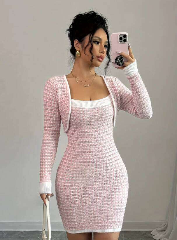 Elegant Ladies Knitted Spring Autumn Versatile Sweater Dress Stylish Women's Fashion Comfortable Fit Clothing Z260313