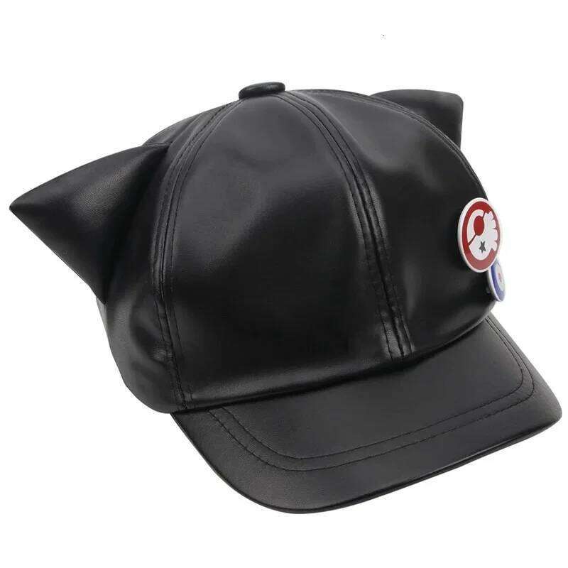 Cosplay Shikinami Asuka Rangure Cat Ear PU Leather Hat Peak EVA Baseball Cap Langley Soryu Z260314