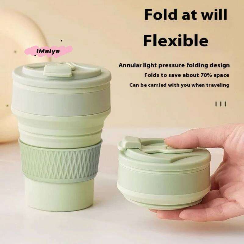 1Pc 350ml Collapsible Silicone Coffee Mug Travel Folding BPA-Free Food Grade Insulated Flask Water Cup Z260314