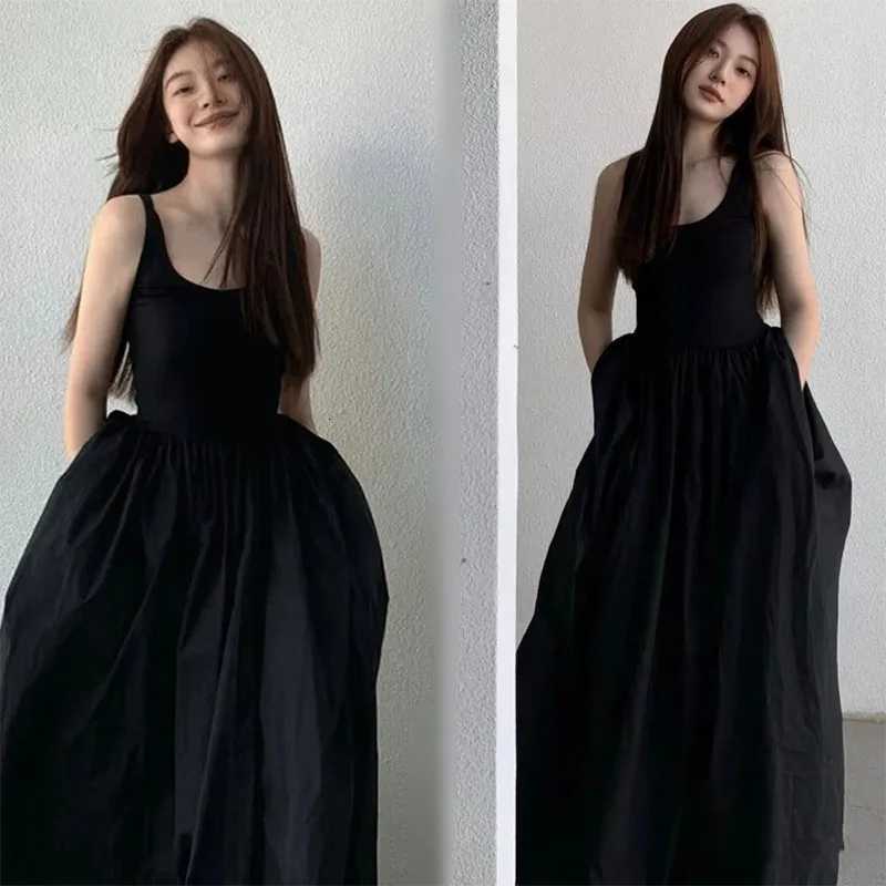 Black Strapless Long Dress Women Fashion Slim Sleeveless O-Neck High Waist Dresses Female 2025 Spring Summer new Party VestidosT260314