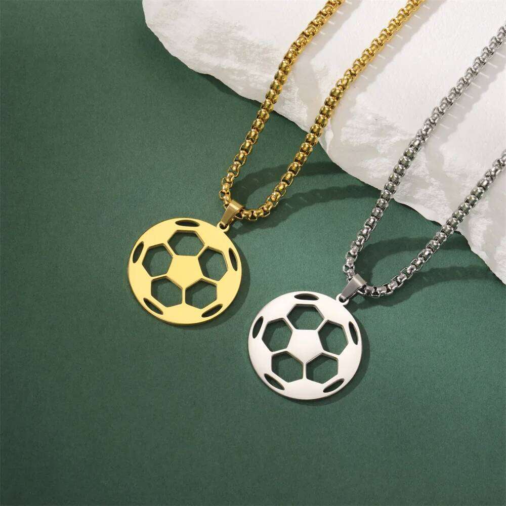 My Shape Soccer Pendent Necklaces for Women Men Stainless Steel Football Charms Necklace Box Chain Fashion Jewelry Boys Fans H260312