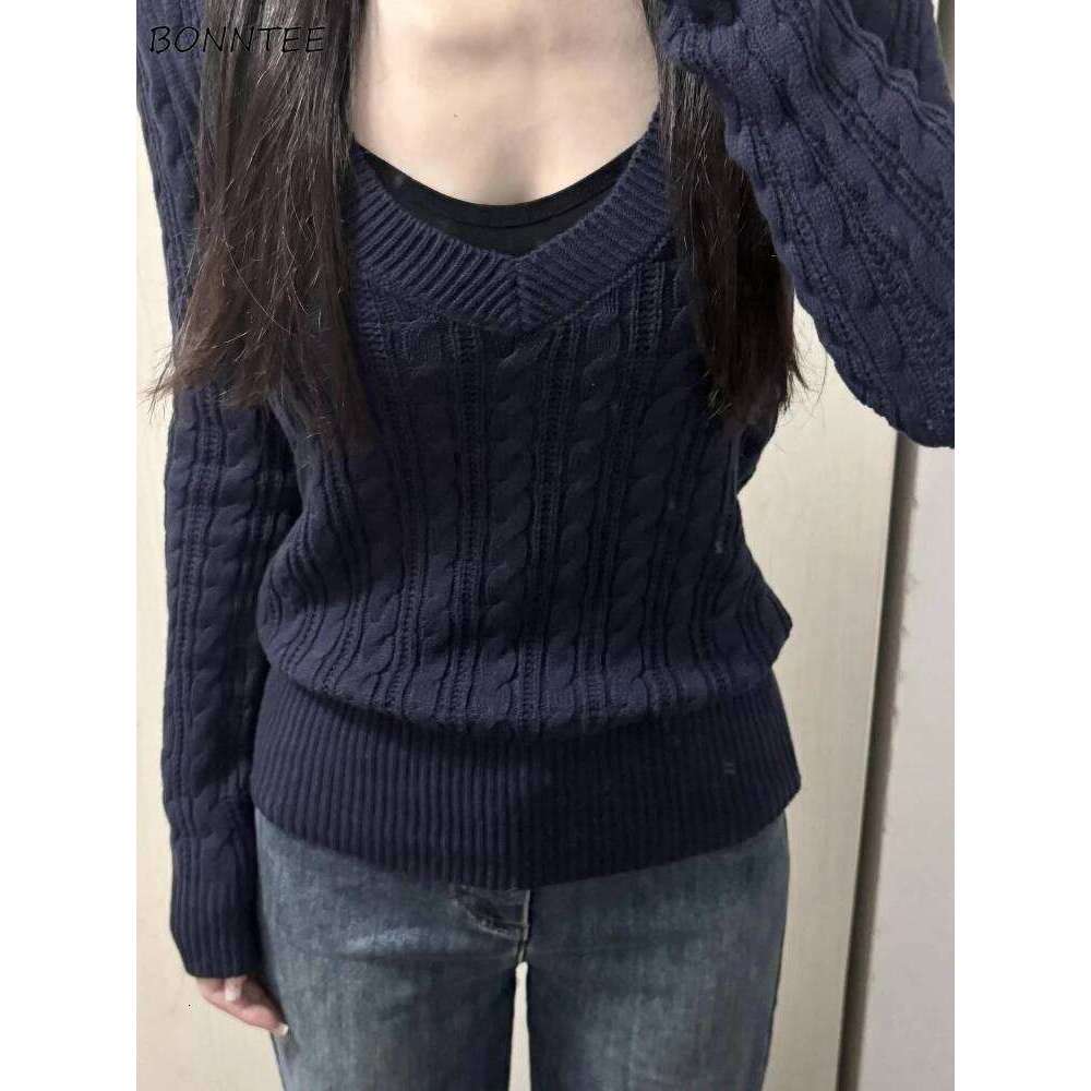 Simple Pullovers Women Korean Fashion Autumn Winter Keep Warm Basic Knitwear Sweater Casual Jumper Aesthetic All-match Daily Z260313