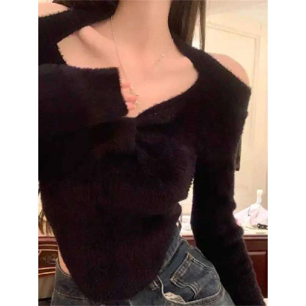 2024 Spring Elegant Pullover Women Casual Solid Korean Style Long Sleeve Knitted Sweet Soft Sweater Female Y2K Crop Tops Z260313