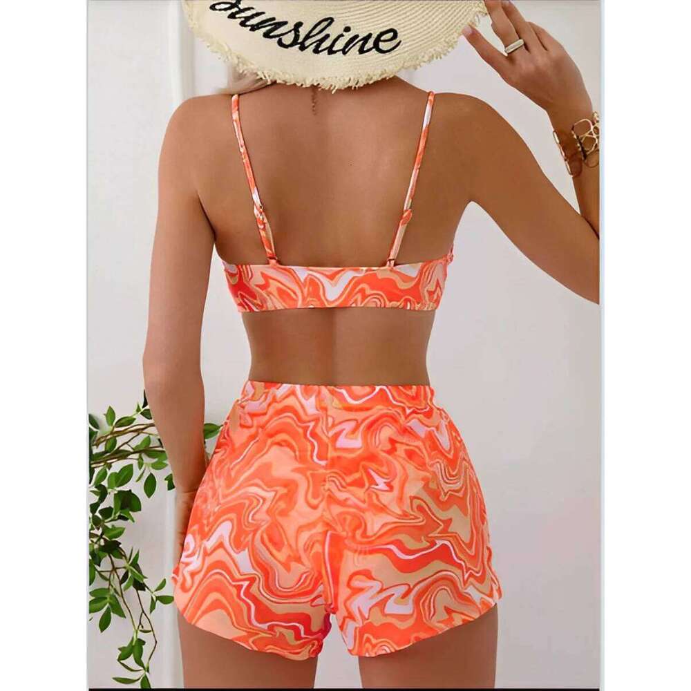 Sexy Bikini 2025 Women 3 Pieces Swimwear Female High Waist Swimsuit Orange Bathers Swimming Bathing Swim Suit Summer Beachwear Y260303