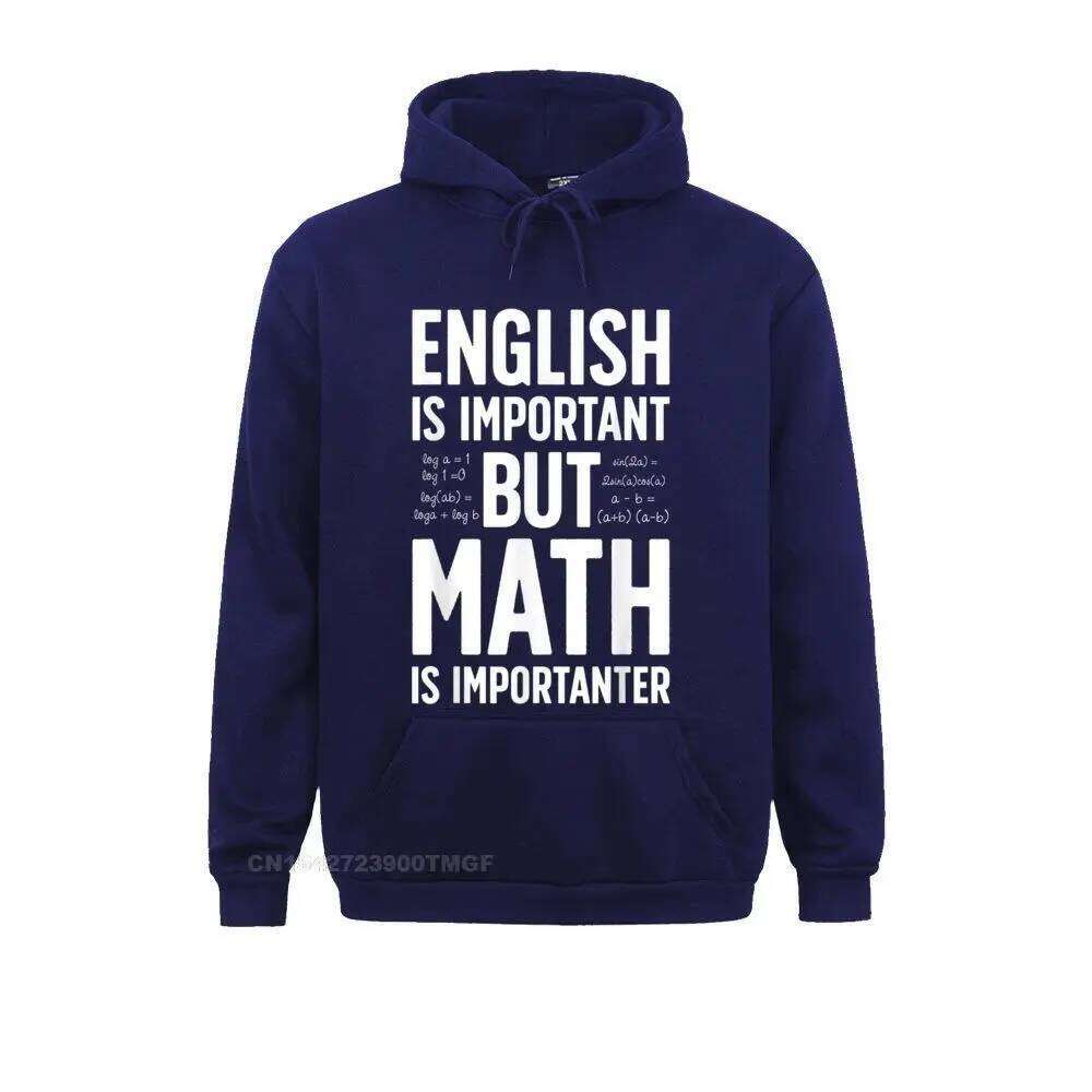 English Important but Math is Importanter Men Teacher Boy Sweatshirts Casual Hoodies High Quality Sportswears Long Sleeve Z260314