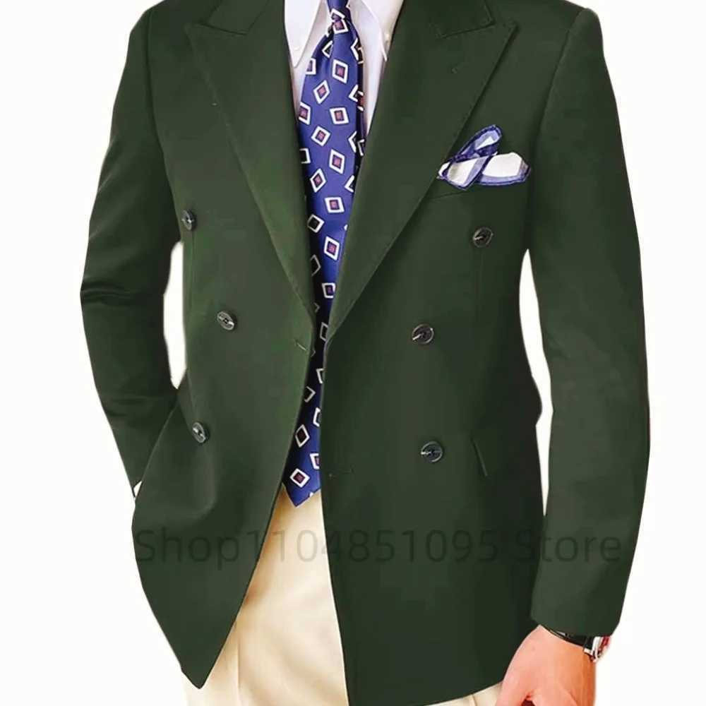 Men Wedding Suits Jacket Double Breasted Blazer Peak Lapel Suit Jacket for Men Business Party Prom Suits Tops One Coat M260313