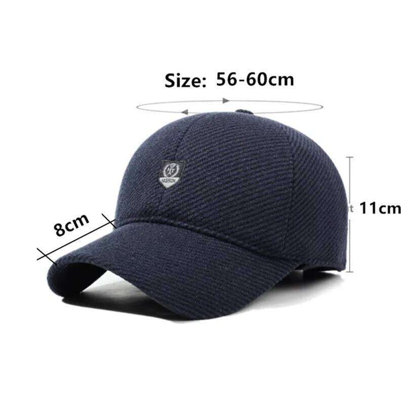Snapback New Winter Fleece-lined Thickened Warm Baseball Caps For Men Windproof Coldproof Earmuffs Hats Cycling Riding Cap Z260313
