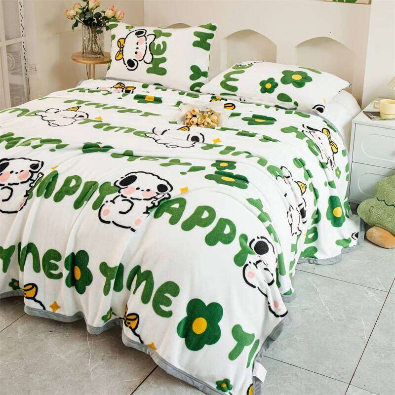 Soft Cozy Cartoon Animal Print Flannel Throw Blanket for Couch, Bed, and Sofa