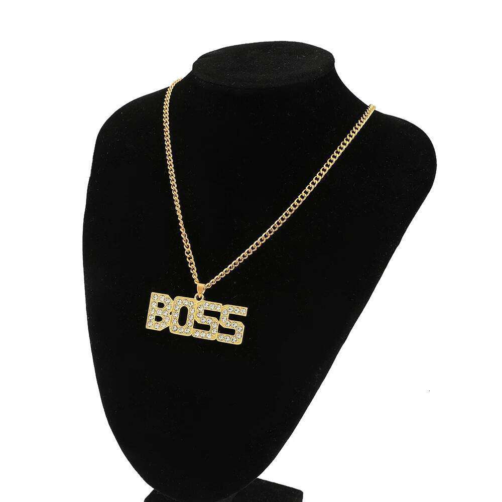 Men Women Hip Hop BOSS Pendant Necklace Chain pendants Necklaces Fashion Punk Jewelry Gifts H260312