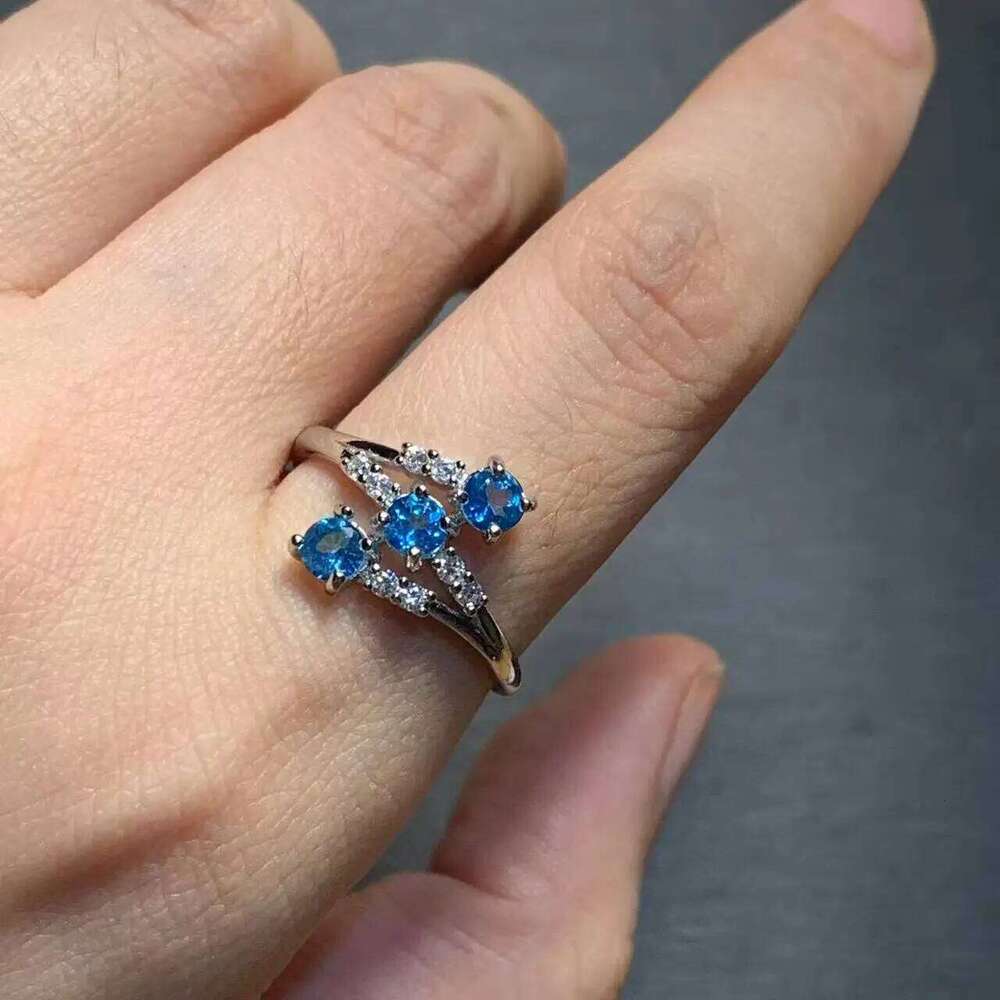 Vintage Natural Blue Topaz Ring For Women Copper Simple Fine Jewelry Stone Gemstone Classic Style H260312