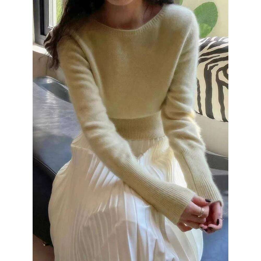 100% pure cashmere knitted bottoming shirt women's new autumn and winter high waist short sweater Z260313
