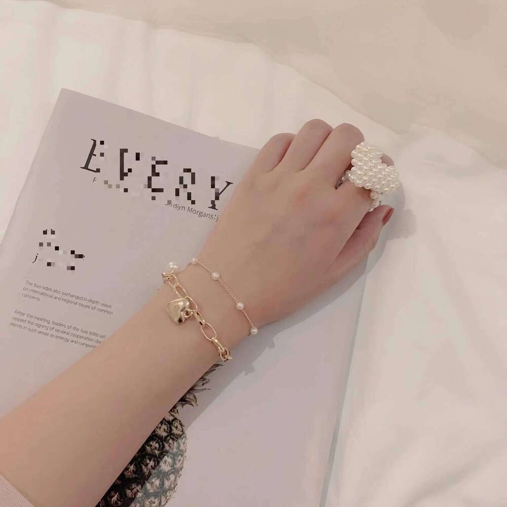 Fashion Chain Love Pearl Double Temperament Peach Heart Pendant Bracelet Female College Student Jewelry Pulsera Z260313