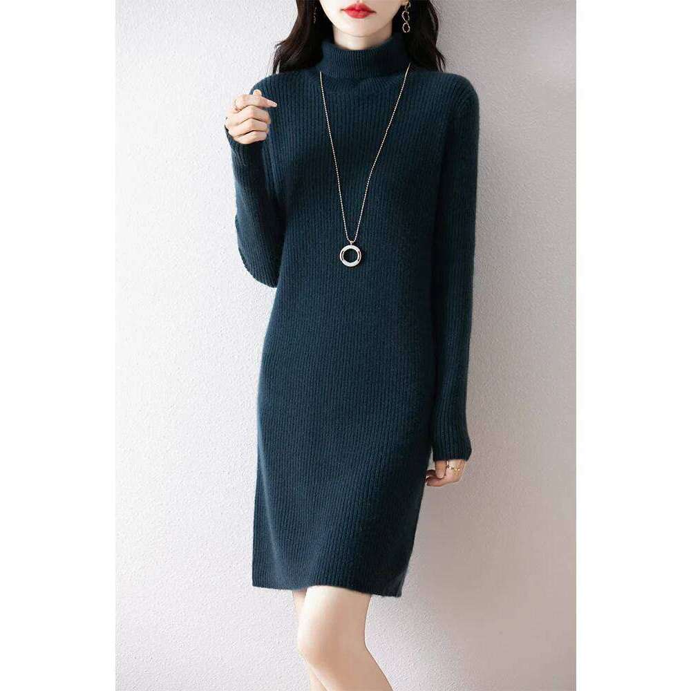 Women's Short Cashmere Turtleneck Pullover Sweater Autumn Winter 100% Merino Wool Knitwear Office Lady Basic Dress Z260313
