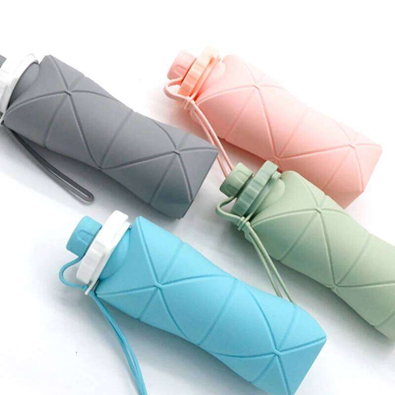Foldable 600ML Sport Bottle Outdoor Camping Hike Portable Water Cup Thickened Food Grade Silicone Running Cycling Kettle Z260313