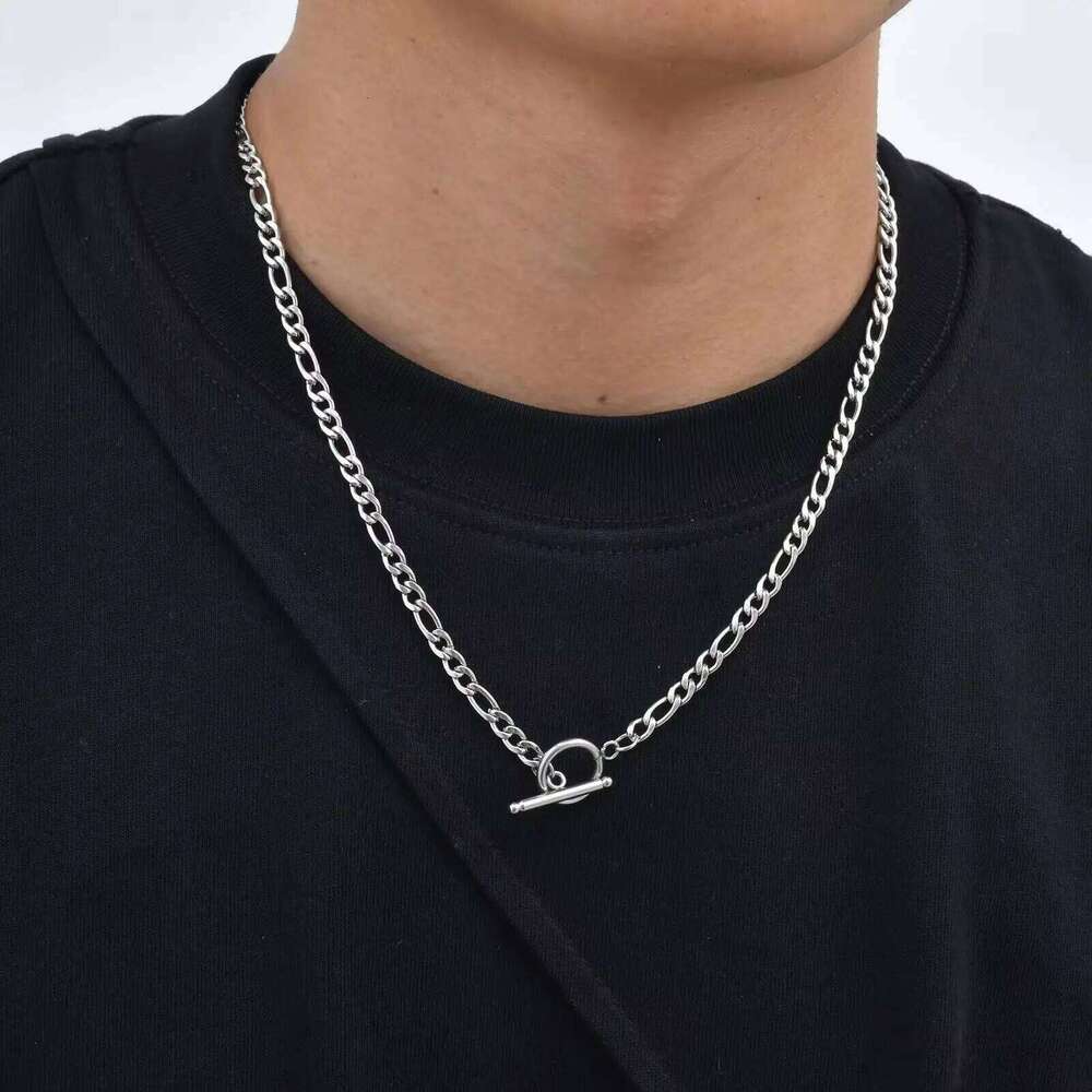 Vnox 50cm Stainless Steel Necklaces for Men Women, OT Buckle Link Choker, Classic Party Jewelry Accessories Chain H260312
