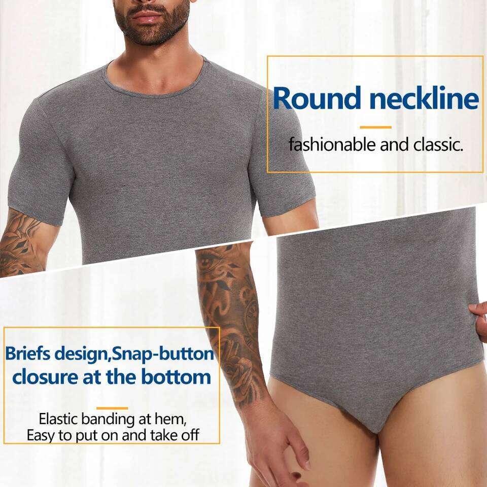 Mens Short Sleeve Full Body Shaper Bodysuit Tummy Control Romper Pajamas Waist Slimming Shapewear Underwear Undershirts 26Y0313