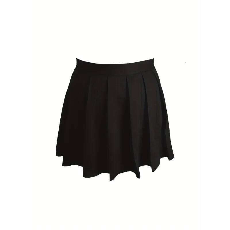 Plus Size 1XL-5XL Women's Fashionable Solid Color Versatile Comfortable Pleated Skirt Z260314