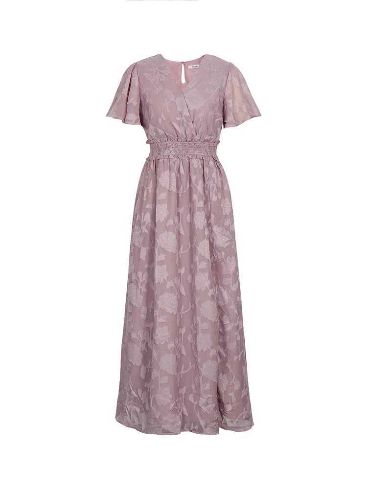 Maxi Dress Casual Summer V Neck Puff Sleeve High Waist Lace Up Dress Elegant Flowy Dress Sleeveless for Women Thigh Slit CrossoT260314