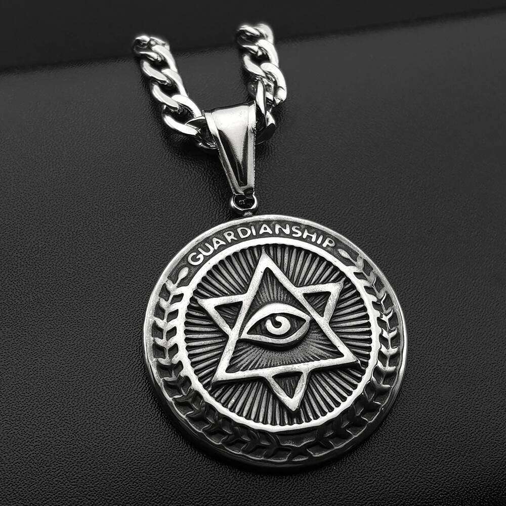 Jewish Israel Star David GUARDIANSHIP Necklace Women Men Stainless Steel Eye of Providence Judaica Hexagram Chain Jewelry H260312