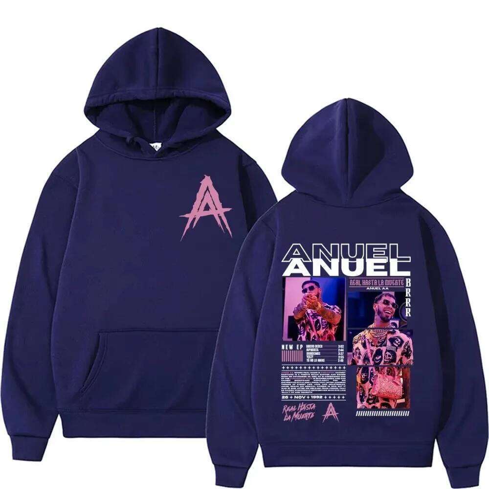 Anuel AA Real Hasta La Muerte Album Tour Hoodies Streetwear Men Women Vintage Hip Hop Pop Music Hoodie Casual Sweatshirts Z260314
