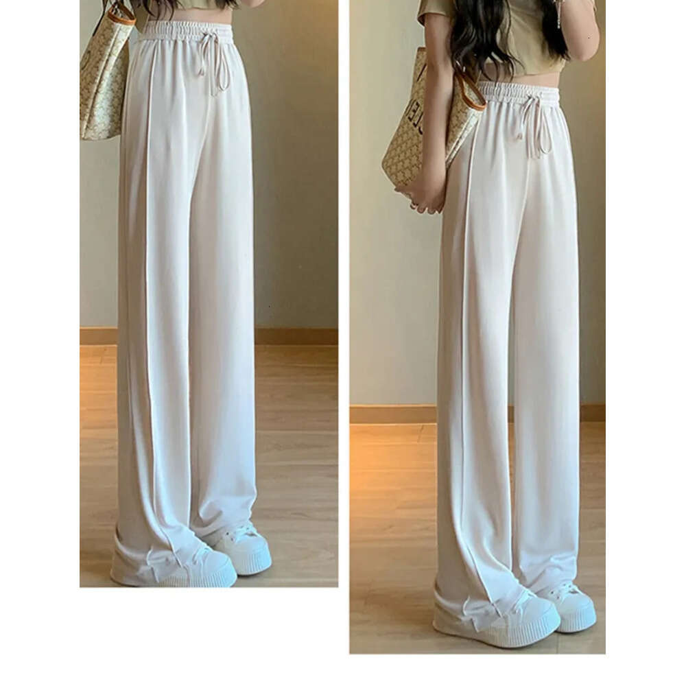 Women's Capris Jielur Summer Korean Style Basic Trousers Drawstring Wide Leg for Women Casual Cool Gray White Pants Female S-XXL 230321 Z260312