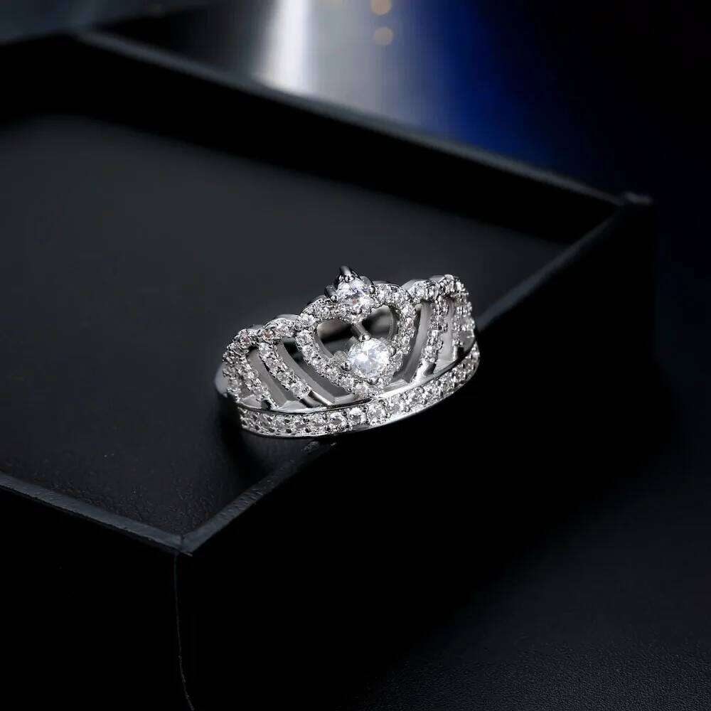 Milangirl Luxury Crown Zirconia Zircon Women's Wedding Party Crystal Ring Jewelry wedding rings for women H260312