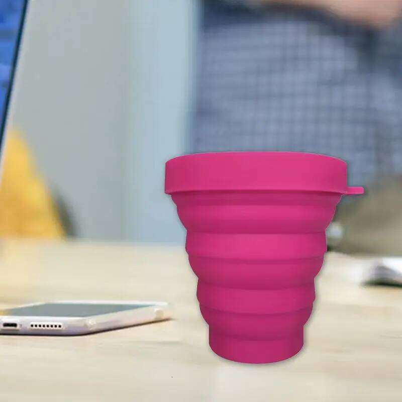 Folding Camping 150ml Portable Silicone Water Cups Drinking Pocket Size Foldable Cup With Lid for Outdoor Hiking Fishing Z260313