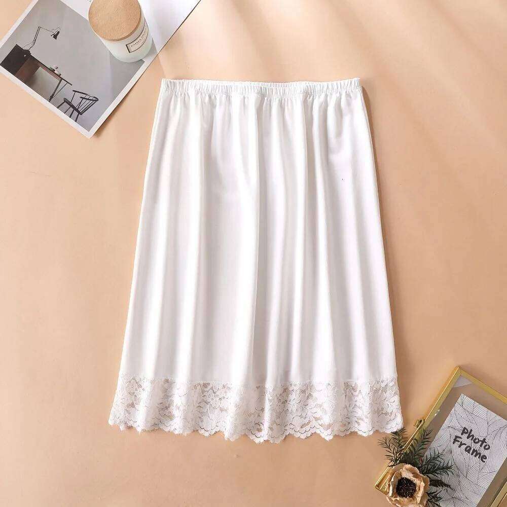 Thin Ice Silk Modal Female Half Length Lace Anti-glare Innerwear Short Skirt Mesh Flower High Waist Elastic Underskirt Z260314
