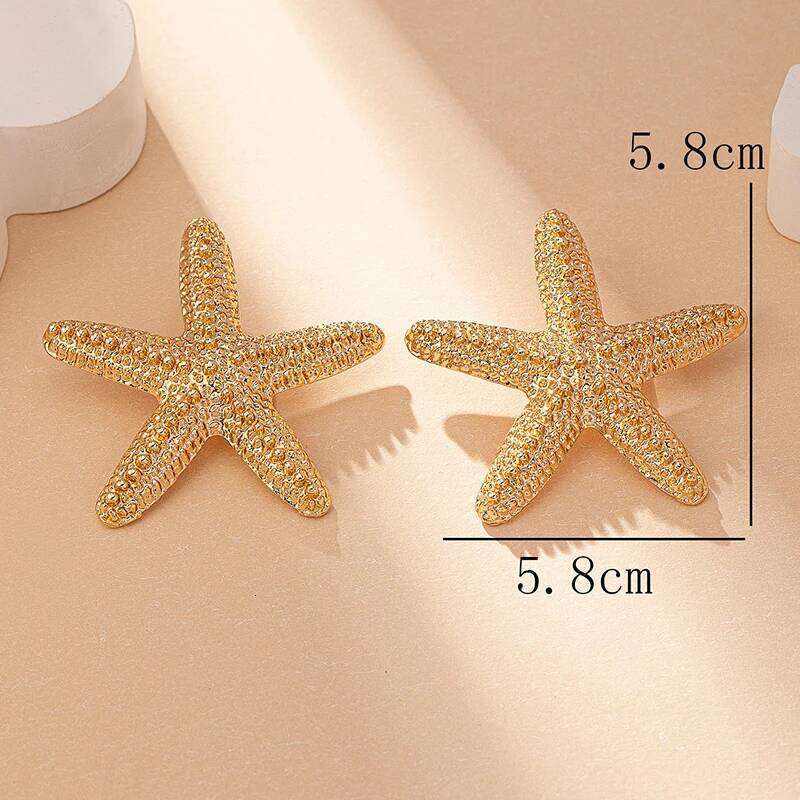Wholesale Modern Jewelry Gold Color Large Metal Statement Earrings Adjustable Starfish Pendant Charm Choker Necklace for Women H260312