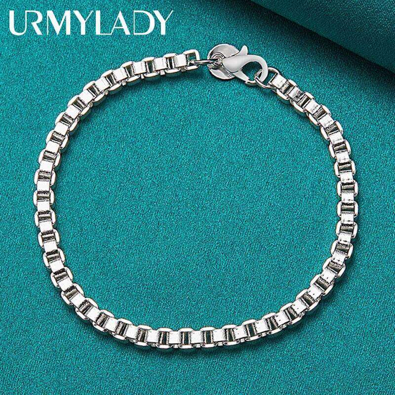 URMYLADY 925 Sterling Silver 3mm Chain Bracelet For Women Men Wedding Party Fashion Jewelry Z260313