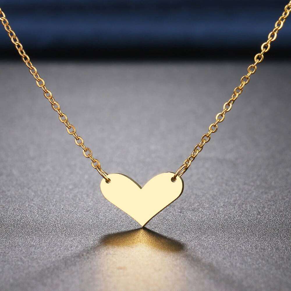 Stainless Steel Necklaces Small Flat Heart Pendants Chain Choker Fashion Necklace For Women Jewelry Wedding Party Gift H260312