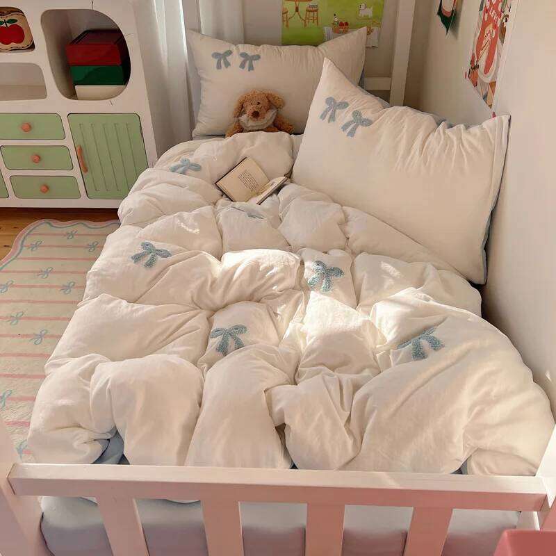 2025 new class A cartoon pure cotton four-piece student small fresh dormitory quilt cover bed sheet three-piece set H260312 - view 6