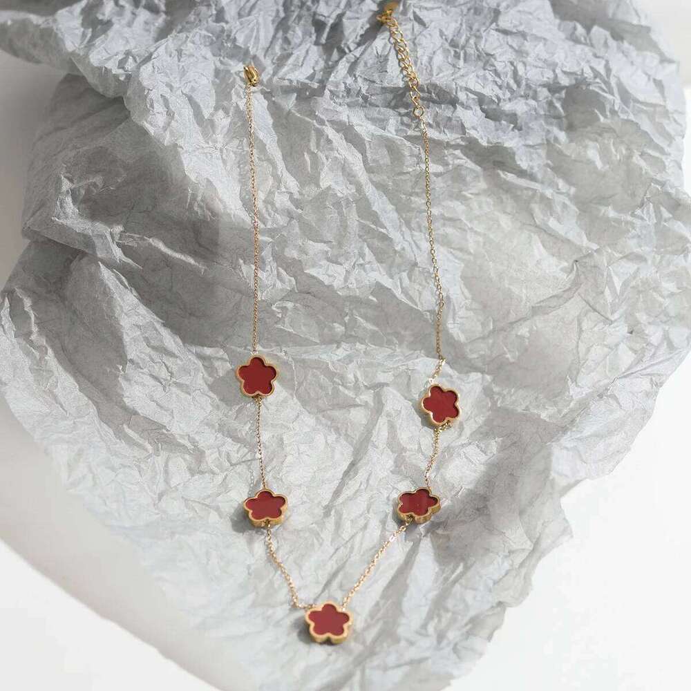 Five Flower Plant Stainless Steel Acrylic Hot Selling Pendant Necklace Creative Women's Fashion Cr Gift Simple H260312