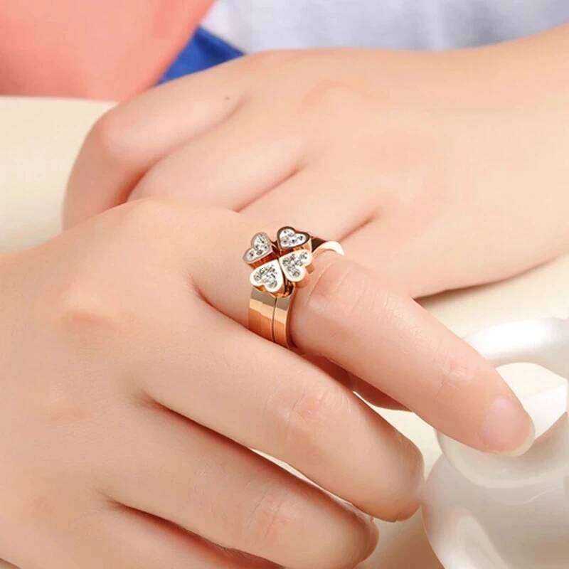 Gorgeous Three Set For Women High Quality Stainless Steel three colors Crystal Cr Ring With crystals H260312