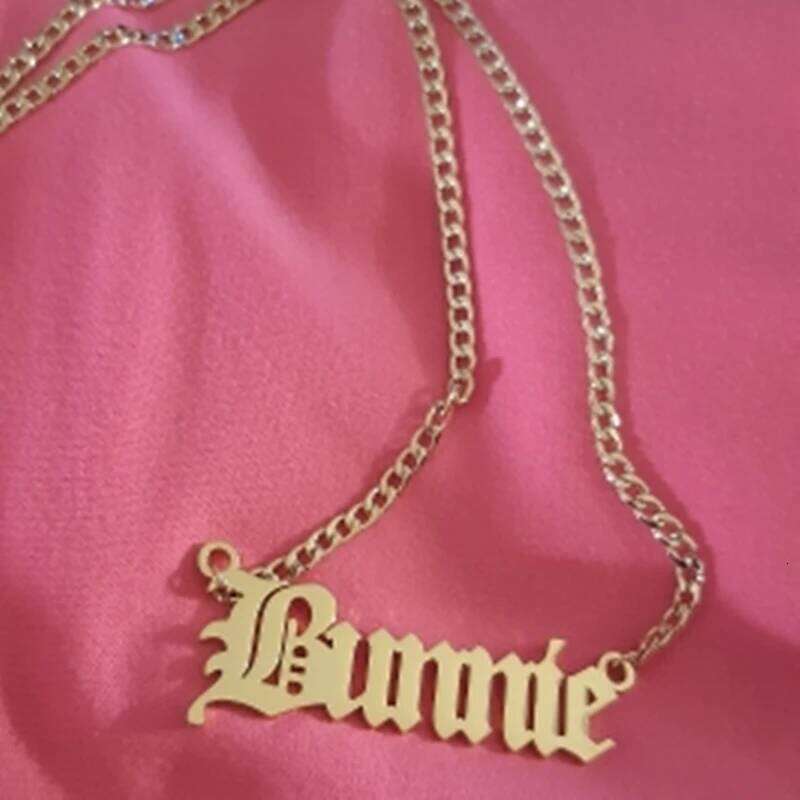 Men 3MM Cuban Chain Old English Name Ladies Hip Hop Necklace Accessories Custom Stainless Steel H260312