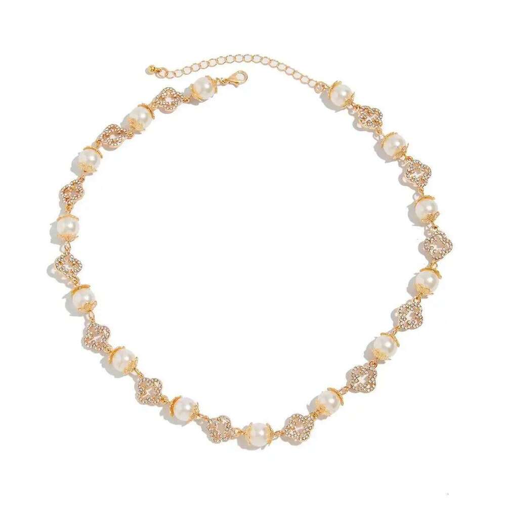 Ingemark Goth Imitation Pearl Rhinestone Choker Necklace for Men Collar Vintage Adjustable Clavicle Chain Daily Party Jewelry H260312