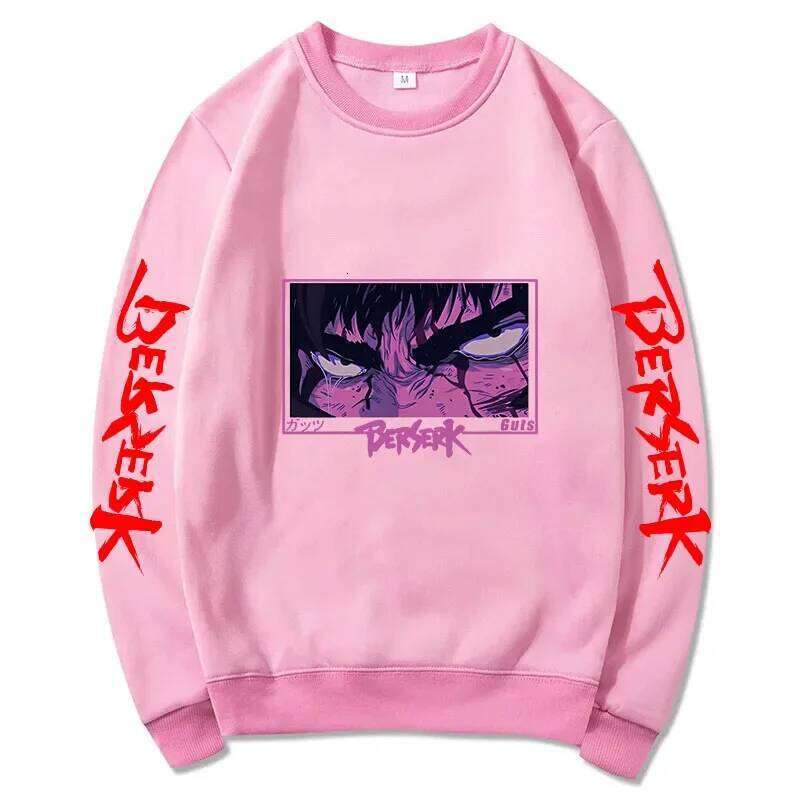 Autumn and Winter Anime Men's Pullover - Harajuku Style Berserker Pattern Loose Hoodie, Fashionable Unisex Long Sleeves Z260314