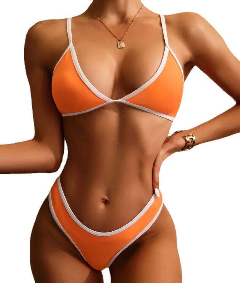 Sexy Triangle Sporty Bikinis Women Push Up Bikini Sport Swimwear White Fringe Two Piece Swimsuit Splicing Bathing Suit Biquini Y260303