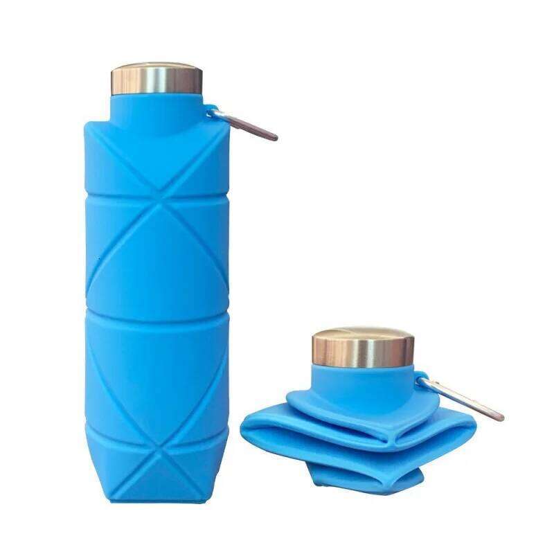 LUSQI 700ml Travel Outdoor Sports Silicone Folding Rhombus Bottle Portable Drop-Proof Water Steel Lid Telescopic Cup Z260314