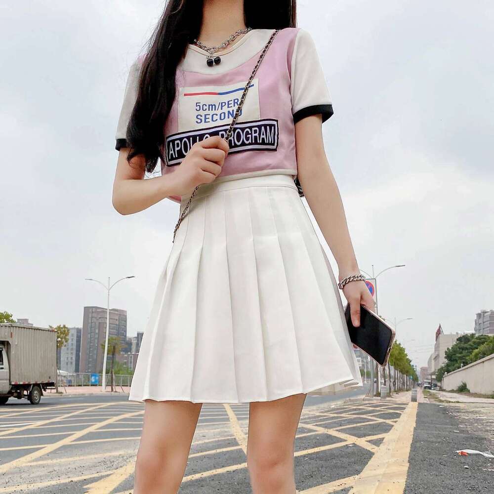 Mini Womens 2024 Summer Japanese School Pleated Skirts High Waist Kawaii Cute Pink Plaid Skirt Uniform Harajuku Jupe Z260314