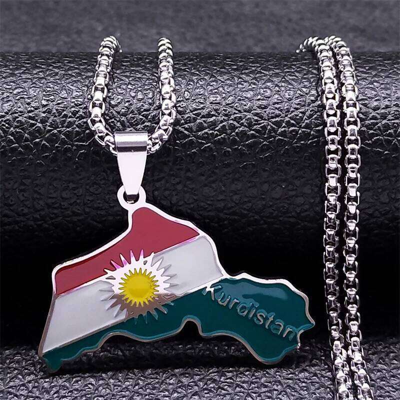 Kurdistan Region for Women Men Chains Stainless Steel Kurdish Flag Map Pendants Necklace Jewelry Collar N6212S01 H260312