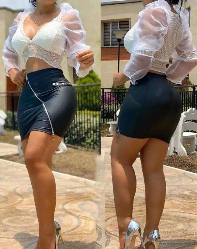 2025 Summer New Women's Casual Fashion Solid Color Zipper Design High Waist Skirt Z260314